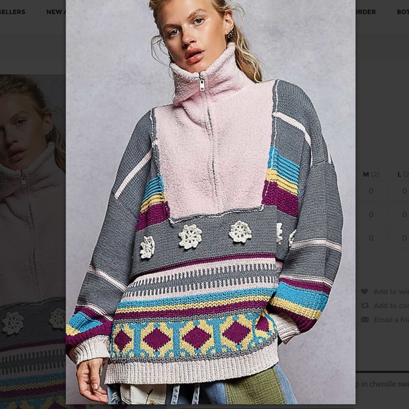 POL “ Laynee “ POL Chenille Sweater with Outseam Edge and Patch Detail 54 - Picture 4 of 4